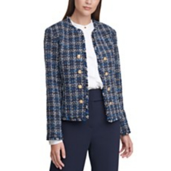 Calvin Klein Tweed  Cropped Jacket - Picture 1 of 9